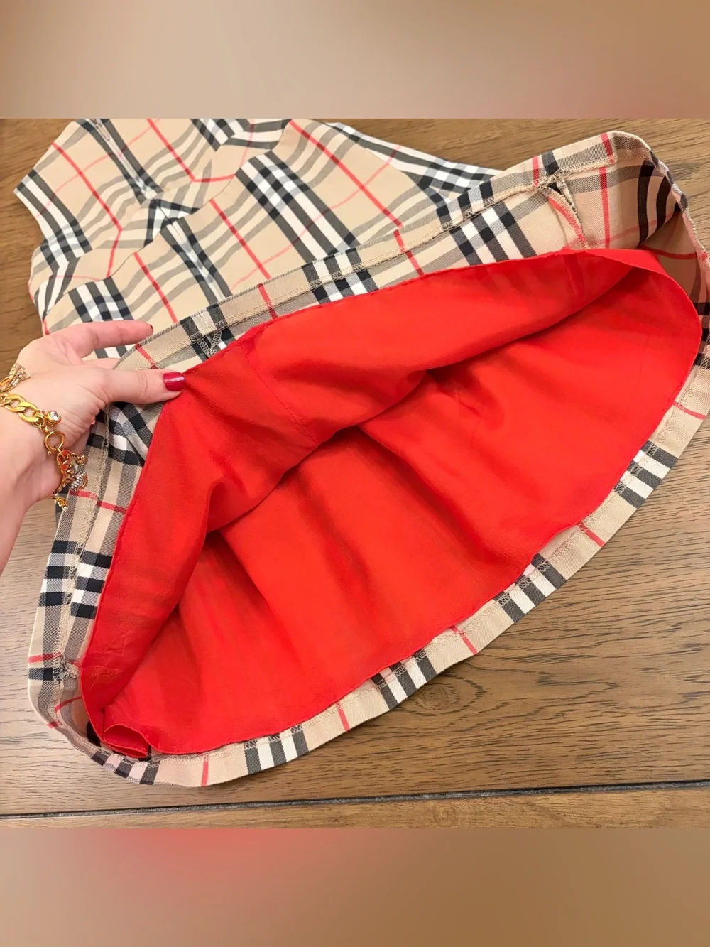 Authentic BURBERRY Girls Dress Nova Check Gorgeous Red Lining Child Kid 4-5 yrs